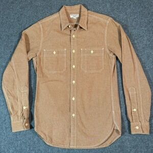 Wallace & Barnes Mens Long Sleeve Button Up Shirt XS Brown Cotton Workwear Twill